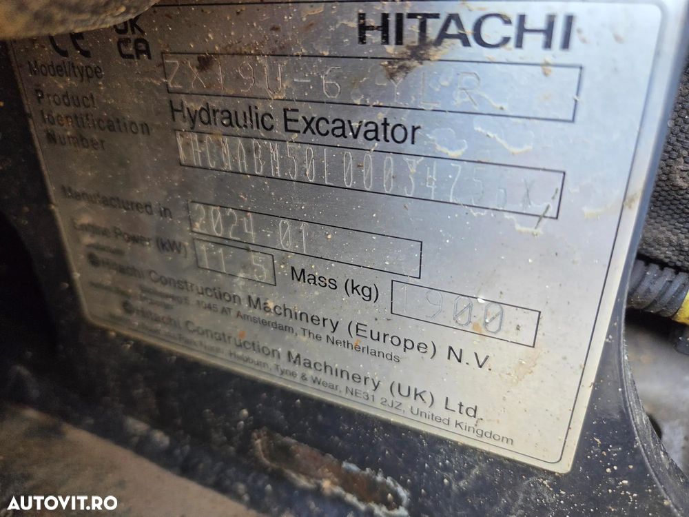 Hitachi ZX19U-6, 2tone, 2024, 539h, rotire in gabarit, Adanc sapare 2,5m, CUPLA RAPIDA+3 CUPE, Senile cauciuc 80% ok extensibile, latime 0,8m, inst picon, LAMA, produs in JAPONIA, sistem antifurt, posibilitate leasing 4ani-CA NOU-PROMOTIE 18.900 EUR+Tva - 12