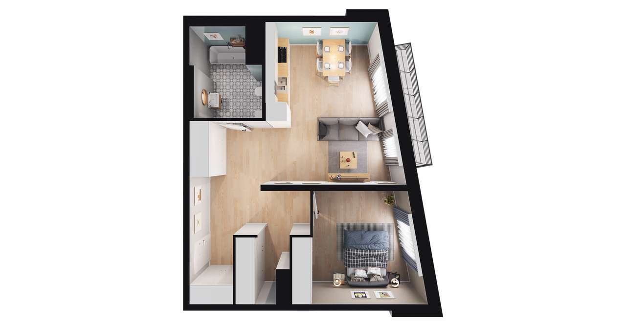 2-pokojowe mieszkanie 55m2 + balkon - Pełny obrazek: 3/11