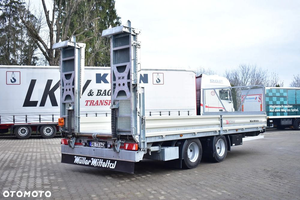 Müller-Mitteltal Przyczepa niskopodwoziowa/ Tandem/ do transportu maszyn budowlanych, kontenerów/ DMC : 18.000 KG/ Najazdy/ Sprowadzona z Niemiec / Jak nowa ! - 6