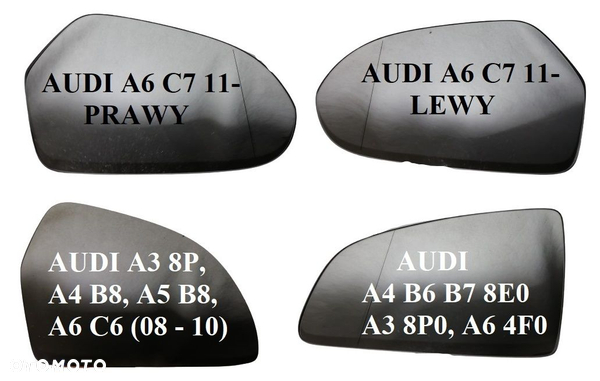 AUDI A3 8P0, A4 B6, B7, A6 4FO, A6 C7 10- A4 B5 99- WKŁAD LUSTERKA ORYGINAŁ - PRAWY, LEWY I INNE