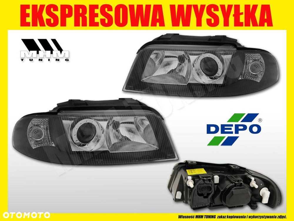 REFLEKTORY LAMPY KPL TUNING BLACK SOCZEWKA AUDI A4 B5 8D0 1999-2001 LIFT FL - 2