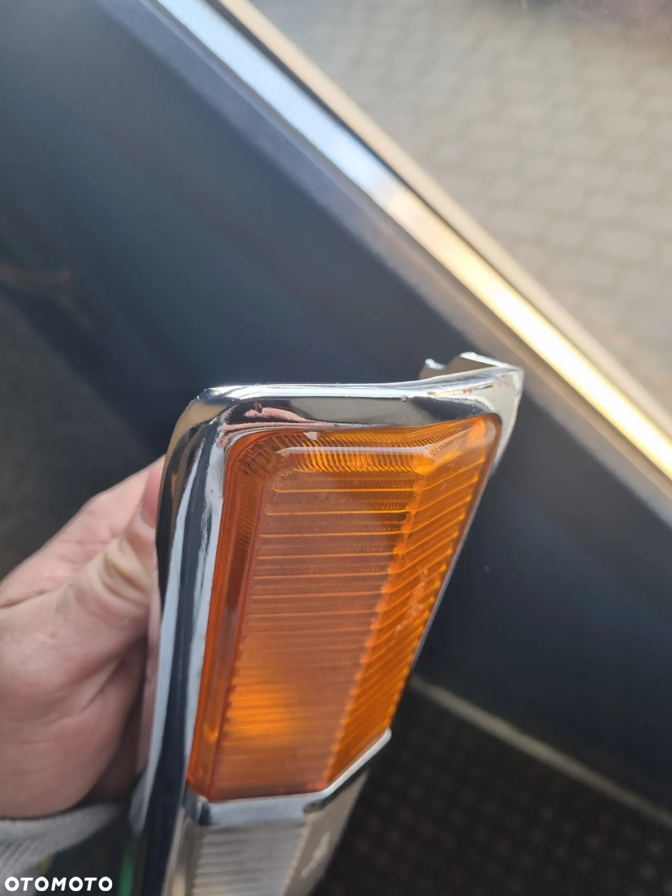 Lampy przód kierunkowskazy chrom stary typ Fiat 125p komplet - 5