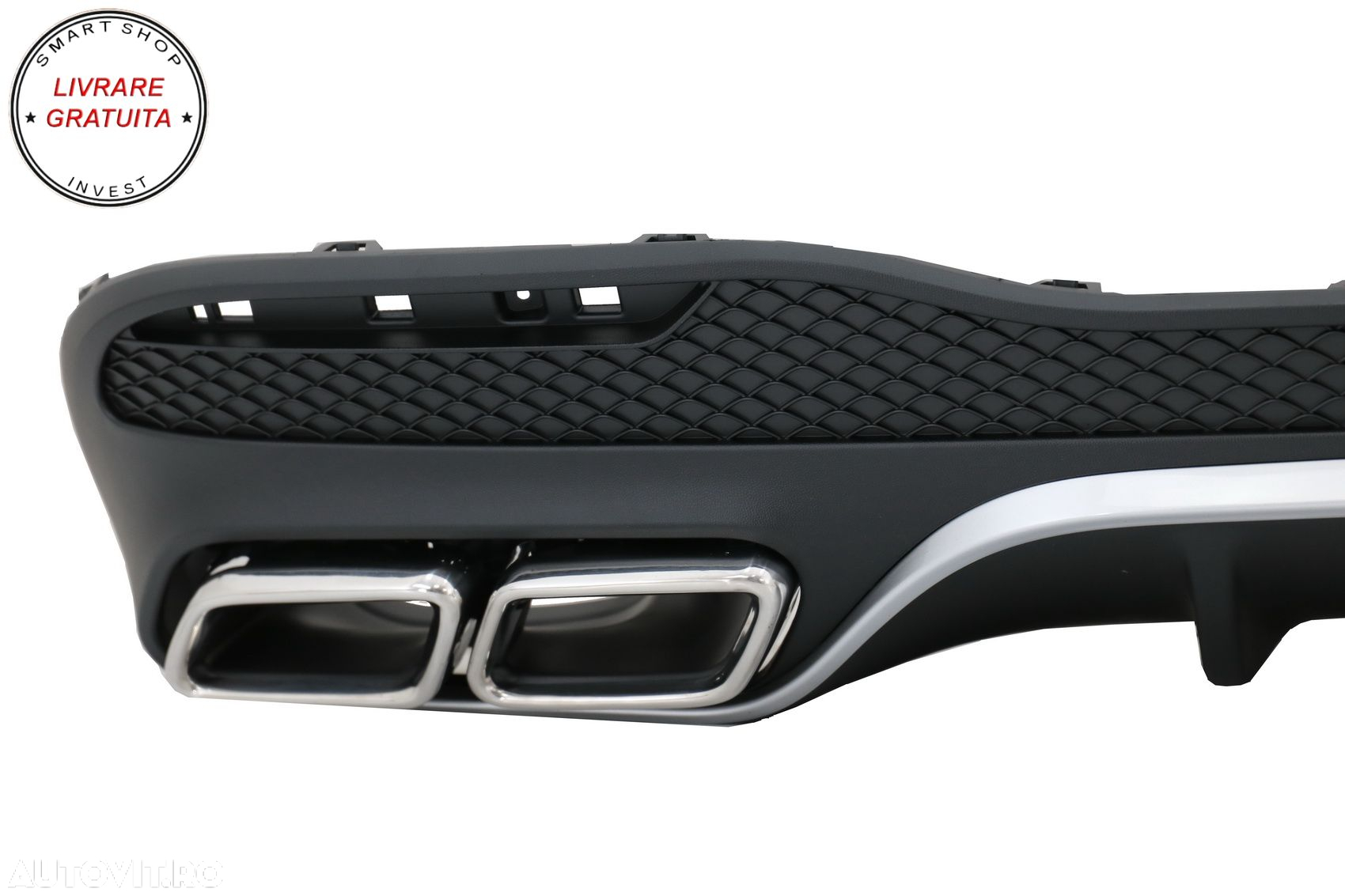 Difuzor Bara Spate cu Ornamente Evacuare Mercedes GLE W166 SUV Sport Line (2015-20- livrare gratuita - 2
