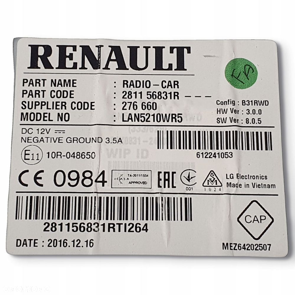RADIO CD RADIOODTWARZACZ NAWIGACJA NAVI Renault Clio IV 281156831R - 2