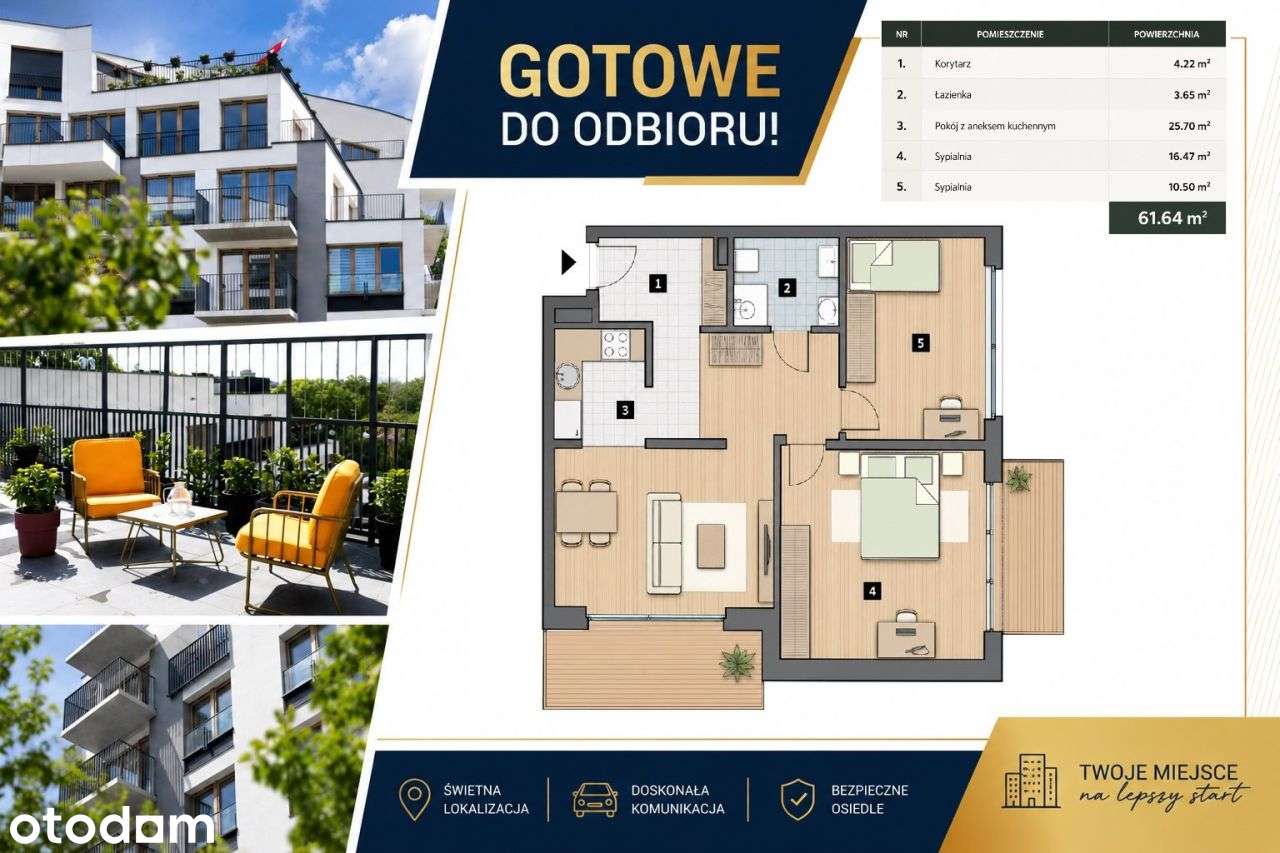 Gotowe! 3pok. 61,64m² IIp. Dwa Balkony! 0%