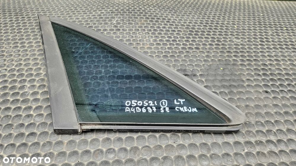 Szyba Szyby 8E5845299M 8E5845300M Karoseryjna Boczna Błotnik Trójkat LEWA PRAWA Tyl Tylna Pod Chrom Ramki Audi A4 B6 B7 Sedan E1 43R-001057 DOT27 N23100 AS2 ESG tinted - 4