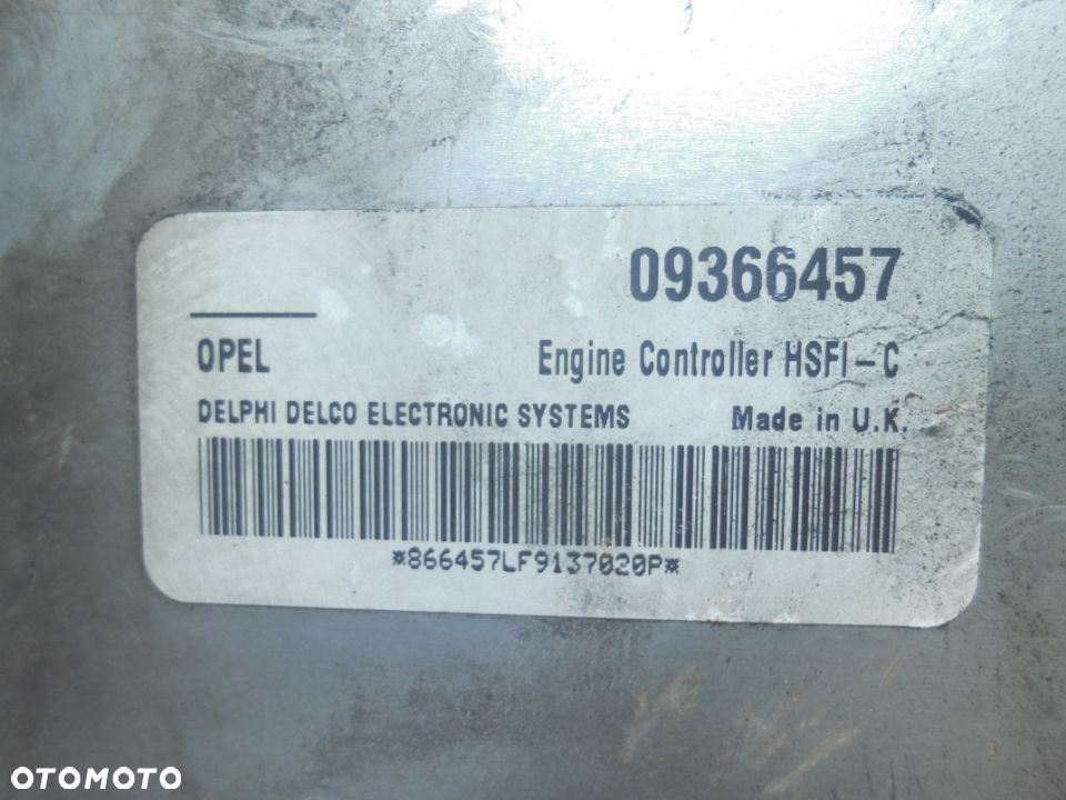 KOMPUTER STEROWNIK SILNIKA OPEL ASTRA G 1.6 16V Numer katalogowy części: 09366457 - 2