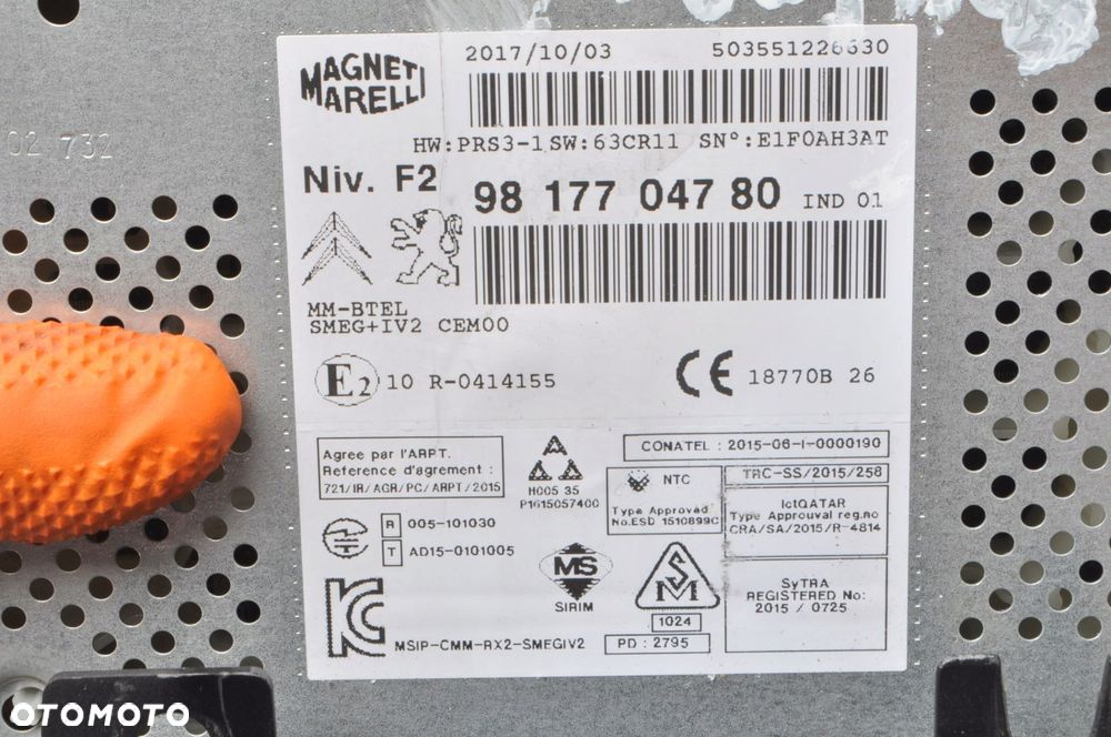 PEUGEOT PARTNER II RADIO NAWIGACJA 9817704780 - 9