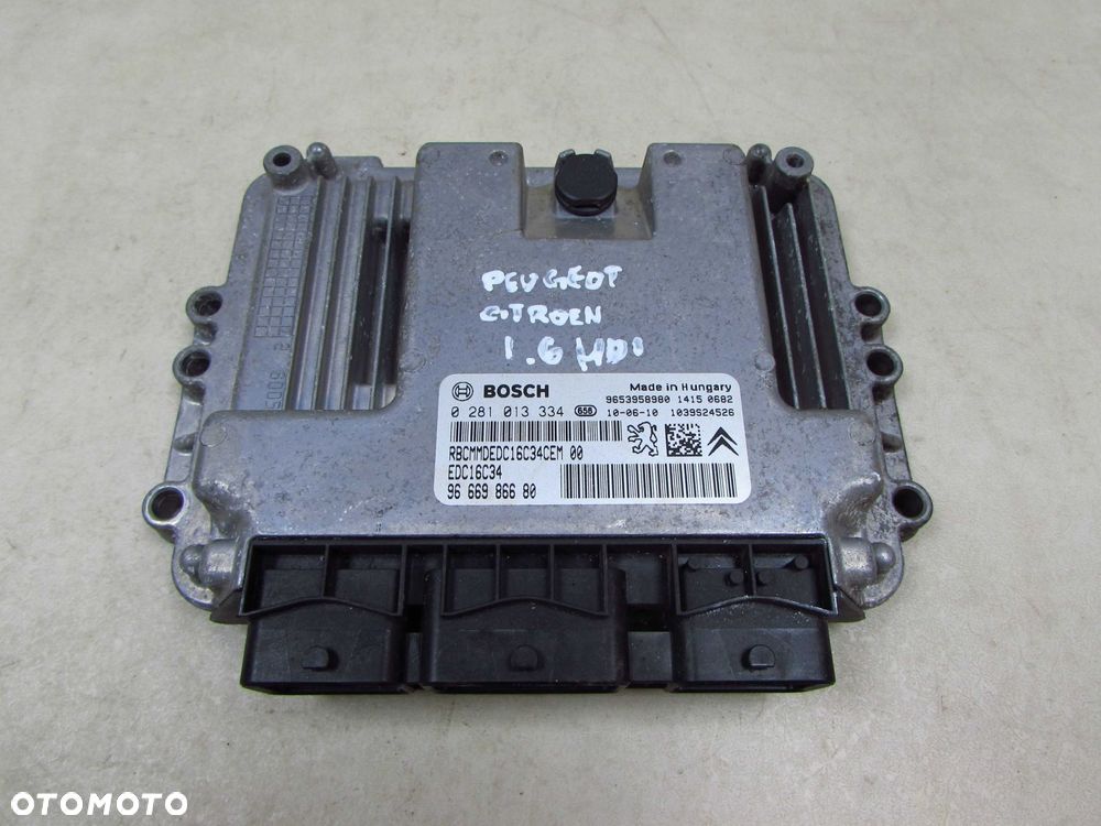 PEUGEOT CITROEN 1.6 HDI KOMPUTER STEROWNIK SILNIKA 9666986680 0281013334 - 2
