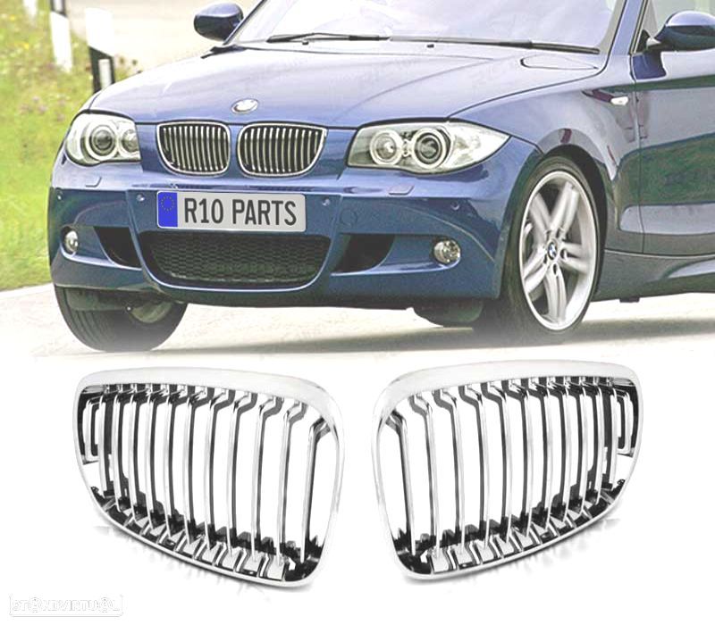 GRELHAS FRONTAIS BMW E87 04-07 CROMADAS - 1