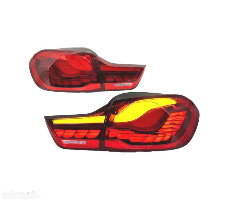 FAROLINS FULL LED BMW F32 F33 F36 LIGHT BAR OLED FUNDO VERMELHO 13-18 - 2