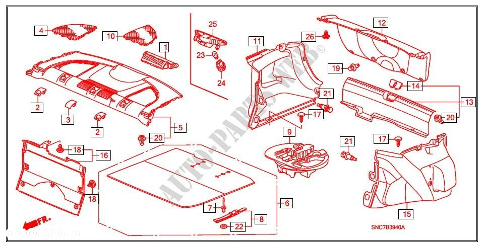 100ZŁ oslona progu, nakladka plastikowa, prog bagaznika honda civic viii sedan - 4