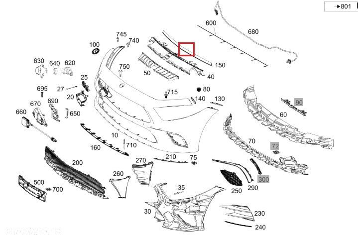 MERCEDES CLS AMG GT W213 W205 Uszczelka gumowa maski gorna OE - 2