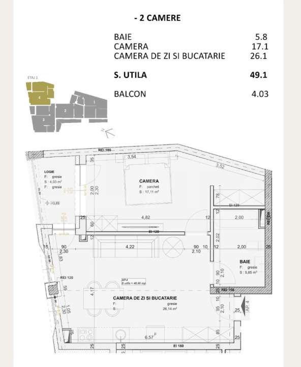 Apartament 2 camere, 49 mp, FINISAT LUX, nZEB, zona Centrala — fotografia 3