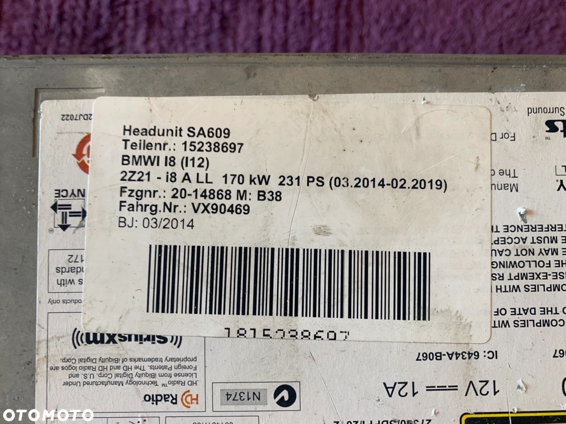 RADIO NAWIGACJA HARMAN NBT HU 9351672 BMW I3 I8 MINI F55 F56 - 4