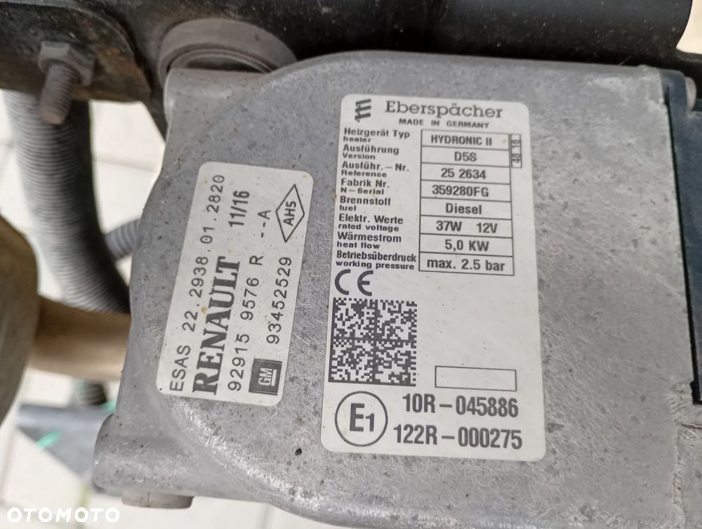 Webasto Ogrzewanie Postojowe Eberspacher D5S 37W 12V 5.0 KW Renault Trafic III Vivaro B Talento 929159576R - 8