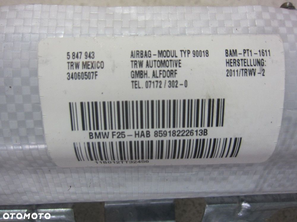 BMW X3 F25 9182226 72129182226 KURTYNA POWIETRZNA AIRBAG PODUSZKA PRAWA USA - 9