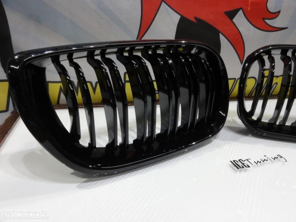 Grelha frontal em preto piano brilhante para BMW E46 01-05 M4 look / dupla lamina - 2