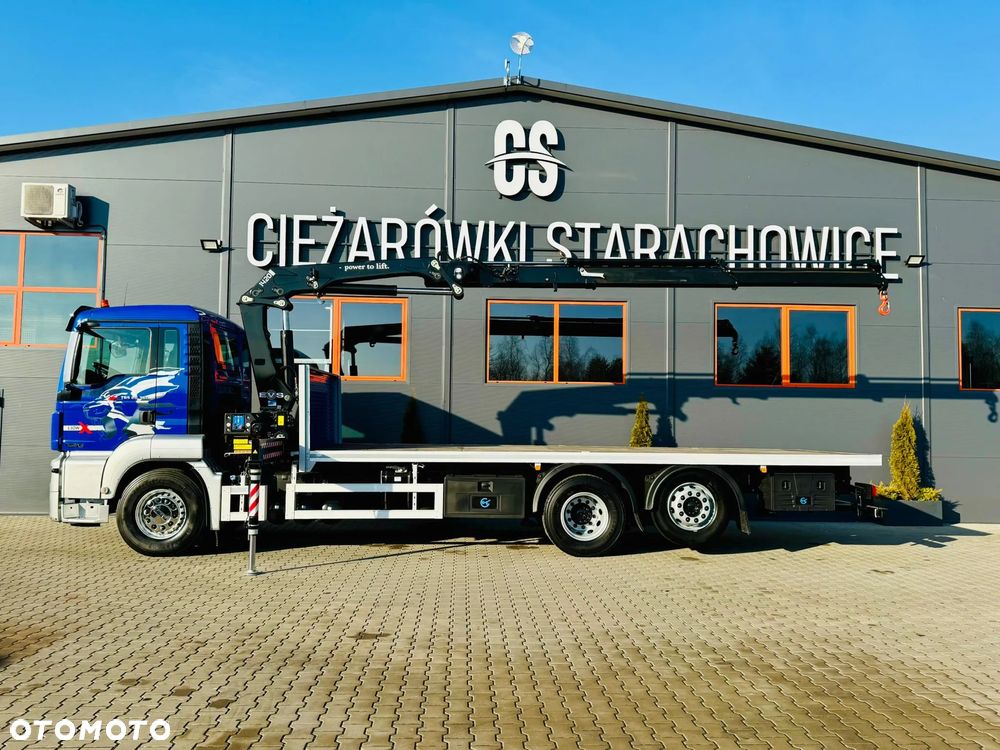 MAN TGS 26.360 // E6 // 6x2 // platforma laweta 7,2m z HDS HMF 1420 // dzwig żuraw kran crane skrzynia uniwersalny - 3