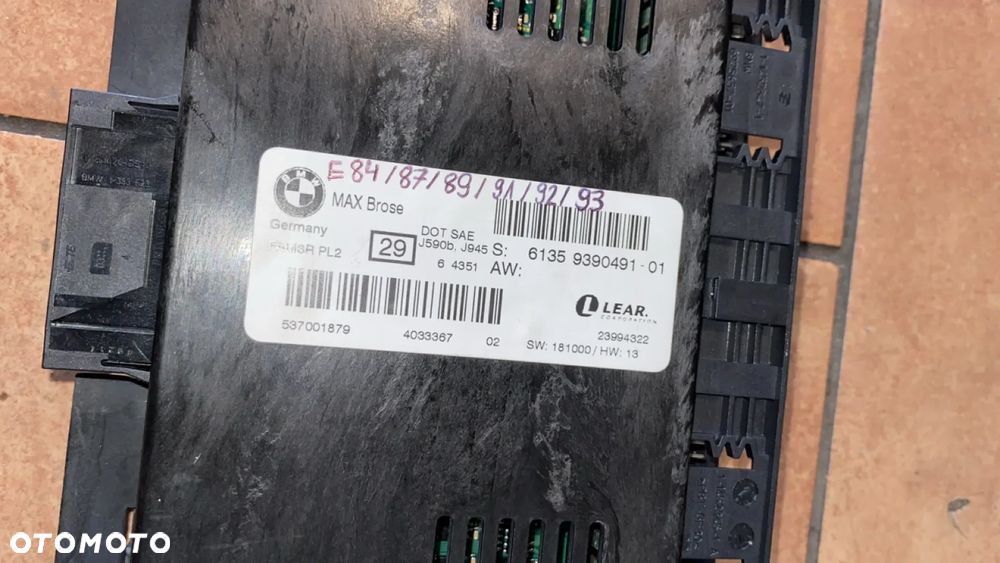 MODUŁ STEROWNIK ŚWIATEŁ BMW E84 E87 E89 E91 E92 E93 9390491 - 3