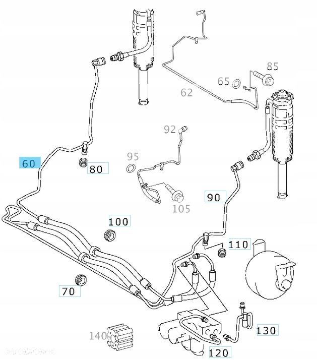 Przewód układu ABC OE Mercedes SL R230 W230 SL500 A2309976682 A2309977082 - 1