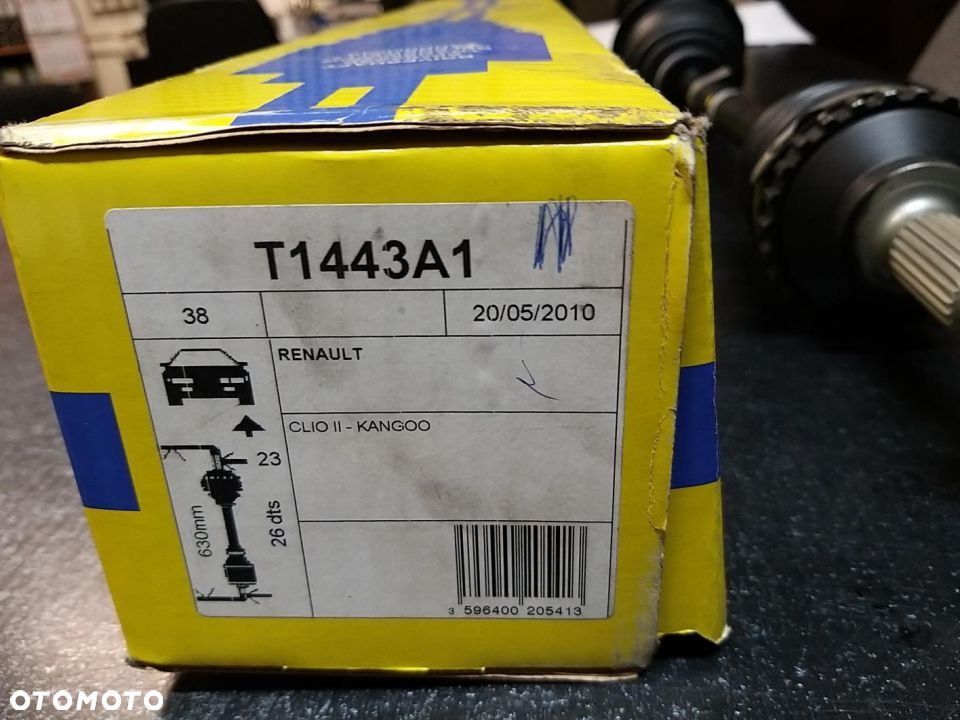 Półoś napędowa przód L 627mm RENAULT CLIO II, KANGOO, KANGOO EXPRESS 1.5D 06.01- - 2