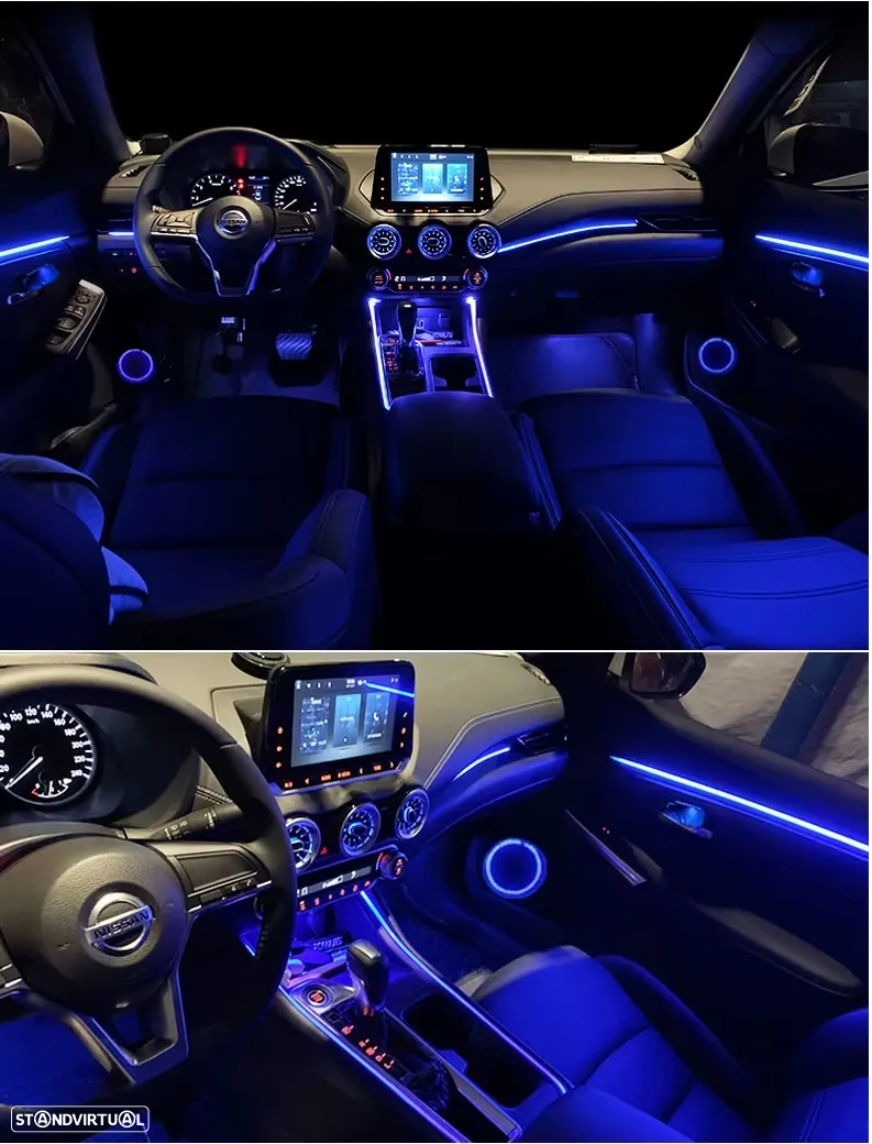 Kit de 18 peças em led luz ambiente com led alta qualidade COB-RGB multicolor para habitáculo, tablier, bancos 16 milhões de cores (azul, azul gelo, vermelho, verde, vermelho, branco, roxo, laranja, amarelo, etc.) - 5