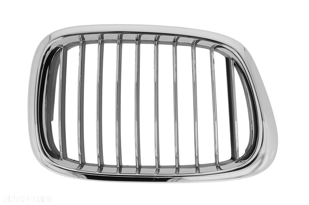 Grila radiator Bmw Seria 5 E39, 2000-06.2004, dreapta, crom/negru, 51137005838, 201605-2 - 1