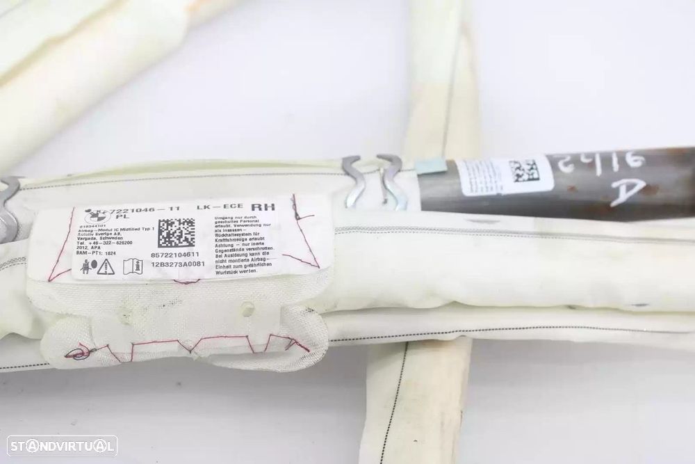 AIRBAG CORTINA FRONTAL DIREITO BMW 1 2012 -722104611 - 3