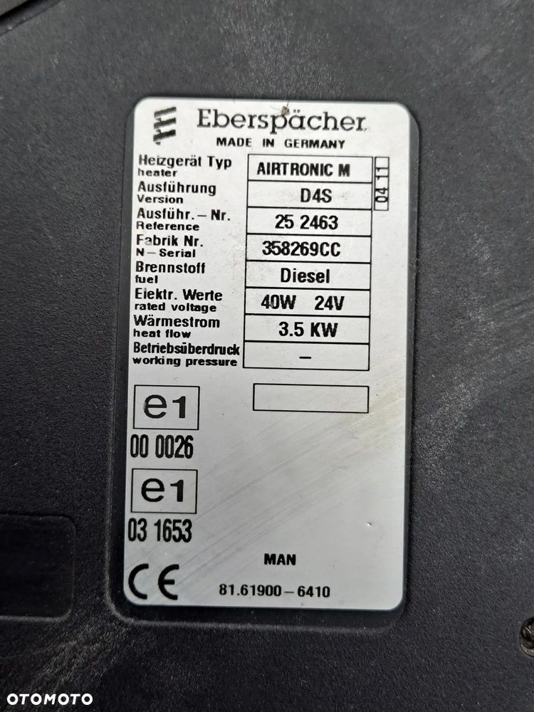 Ogrzewanie postojowe Webasto AIRTRONIC M D4S 3.5kW 81.61900-6410 MAN TGX TGS EURO 6 - 3