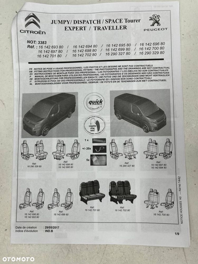 Fotele Citroen Jumpy SpaceTourer Zafira Life Peugeot Traveller Pokrowce na siedzenia 2lub3 rząd NOWE - 7