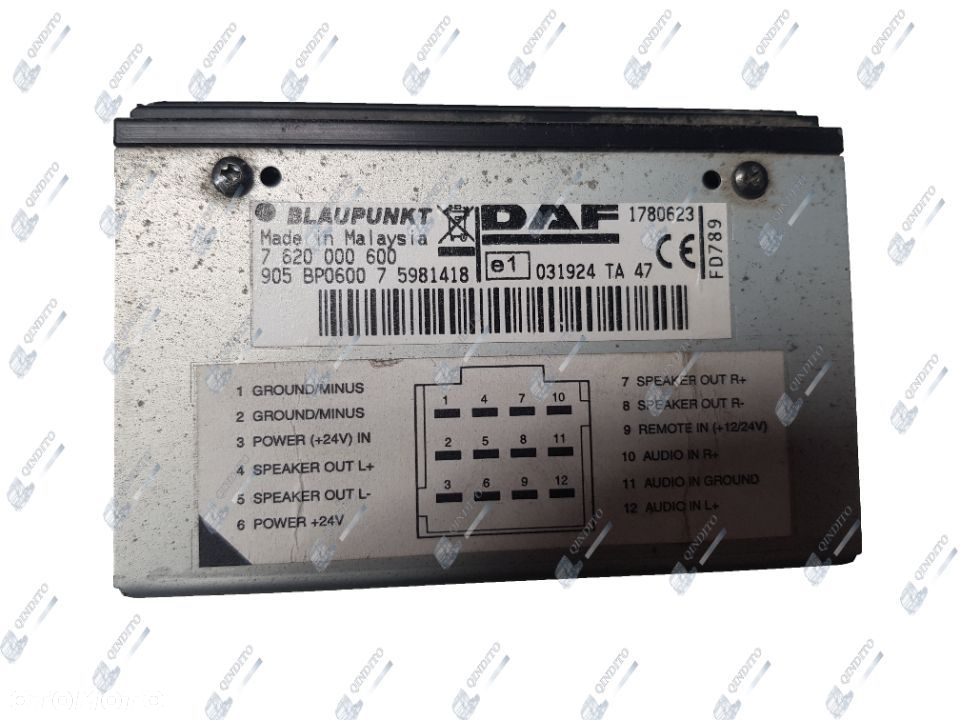 PRZETWORNICA WZMACNIACZ TA47 DAF XF105 EURO 5 1780623 / 7620000600 - 2
