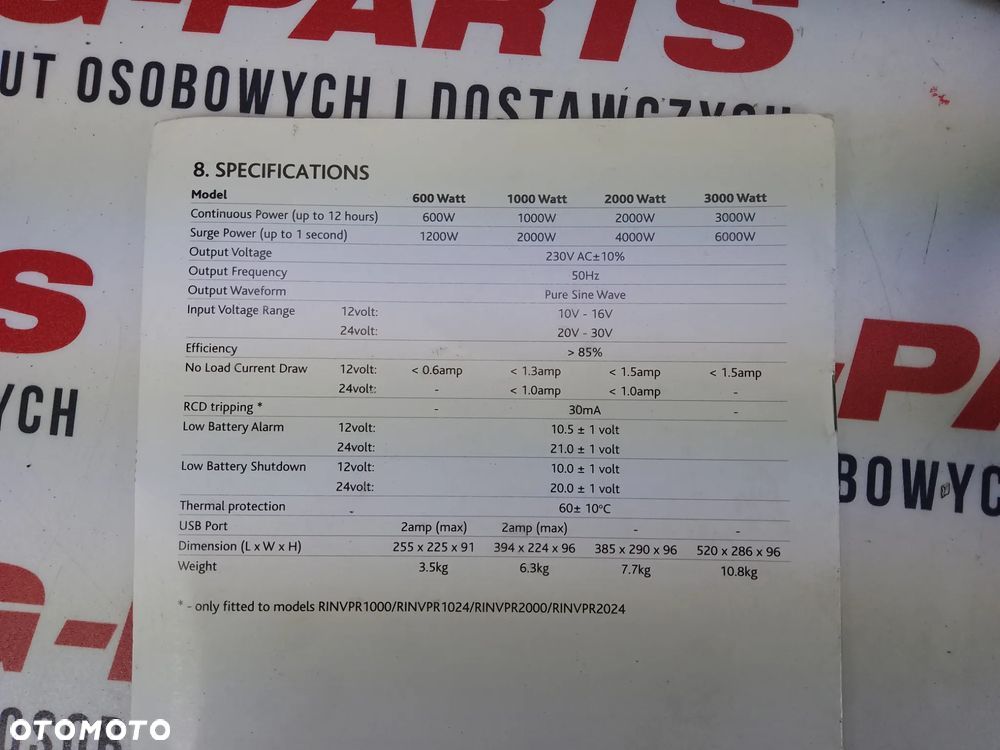 przetwornica samochodowa 12v 230v 600 watt power source pure 600 - 3