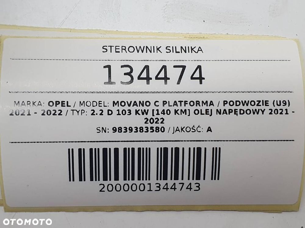 STEROWNIK KOMPUTER SILNIKA 9839383580 MOVANO C 2021 2.2 D BOXER DUCATO - 4