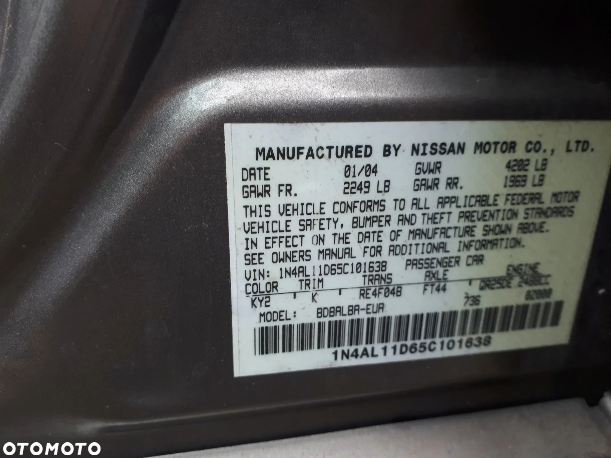 NISSAN ALTIMA III L31 05-06 LIFT ZDERZAK PRZÓD PRZEDNI KY2 - 25