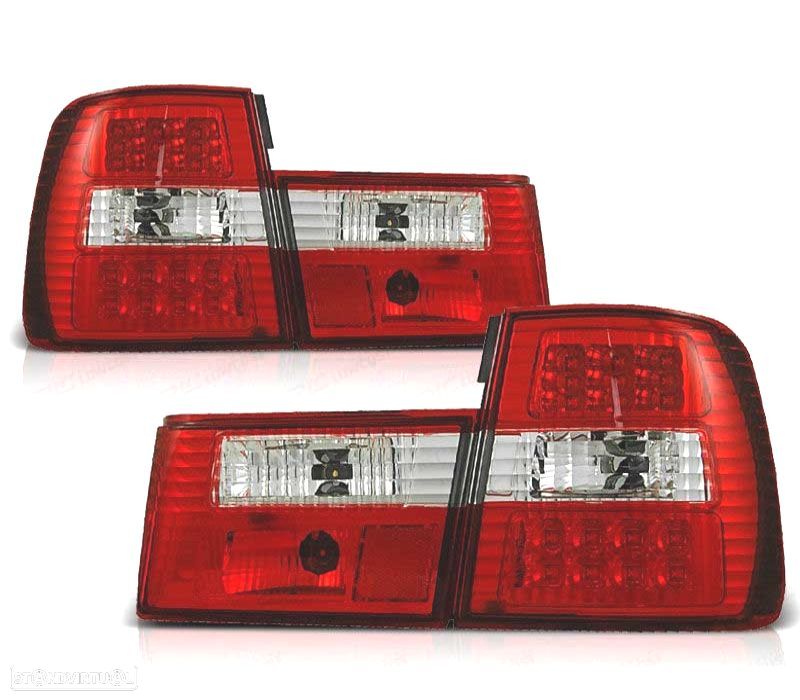 FAROLINS TRASEIROS LED BMW E34 88-95 VERMELHO BRANCO - 1