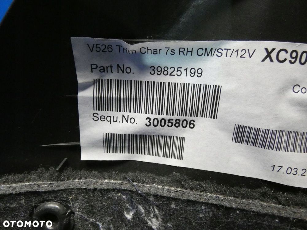 VOLVO XC90 II BOCZEK TAPICERKA BAGAŻNIKA 7 OSÓB PRAWY TYŁ - 3