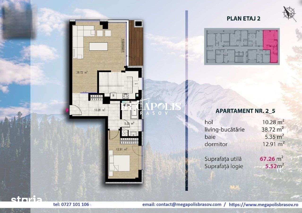 APARTAMENT 2 CAMERE PREMIUM | 67,26 MP UTILI + LOGIE | Brașov — fotografia 3
