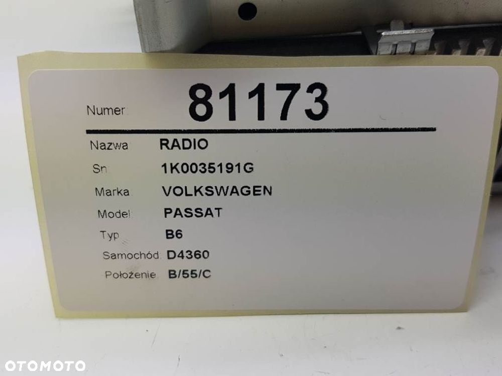 RADIO FABRYCZNE VW PASSAT B6 1K0035191G EUROPA - 6