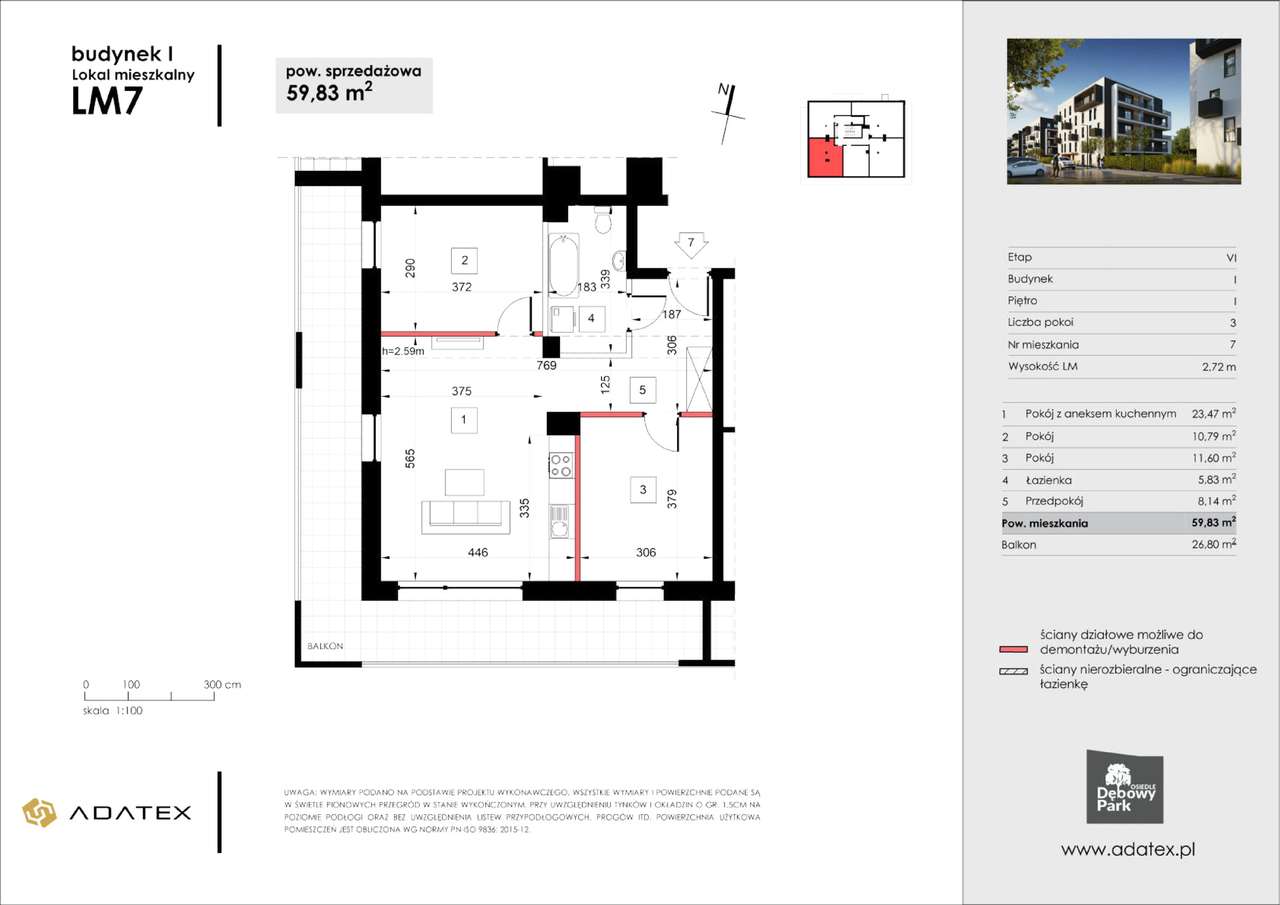 Osiedle Dębowy Park | NAROŻNY BALKON - 27m2 | I piętro | I6