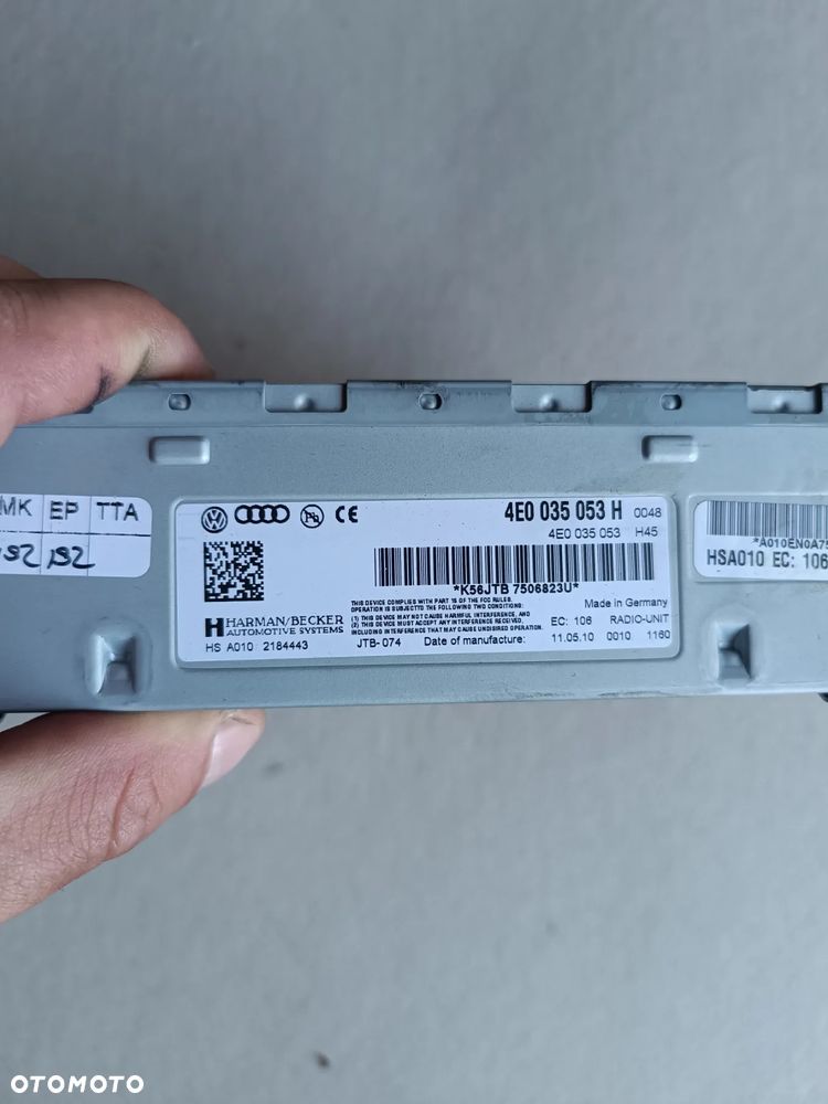 TUNER RADIOWY HARMAN BECKER AUDI A8 S8 D4 4E0035061H - 2