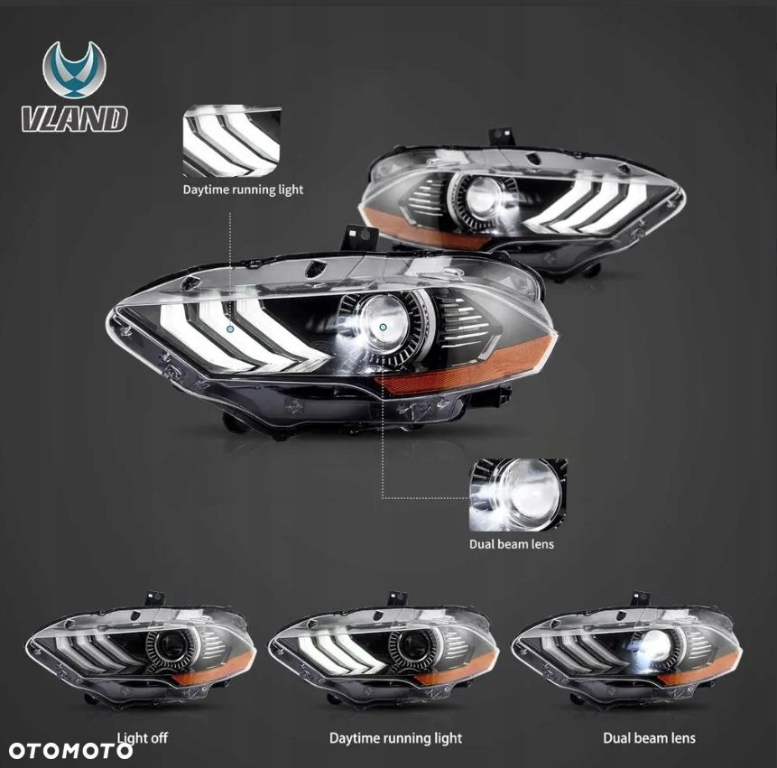 Reflektor Lampa kpl Vland Full Led RGB Tuning Ford Mustang VI 6 Lift 18-23 - 4