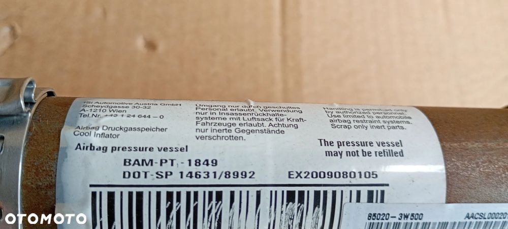 Kurtyna airbag boczna prawa Kia Sportage III 85020-3W500 - 10