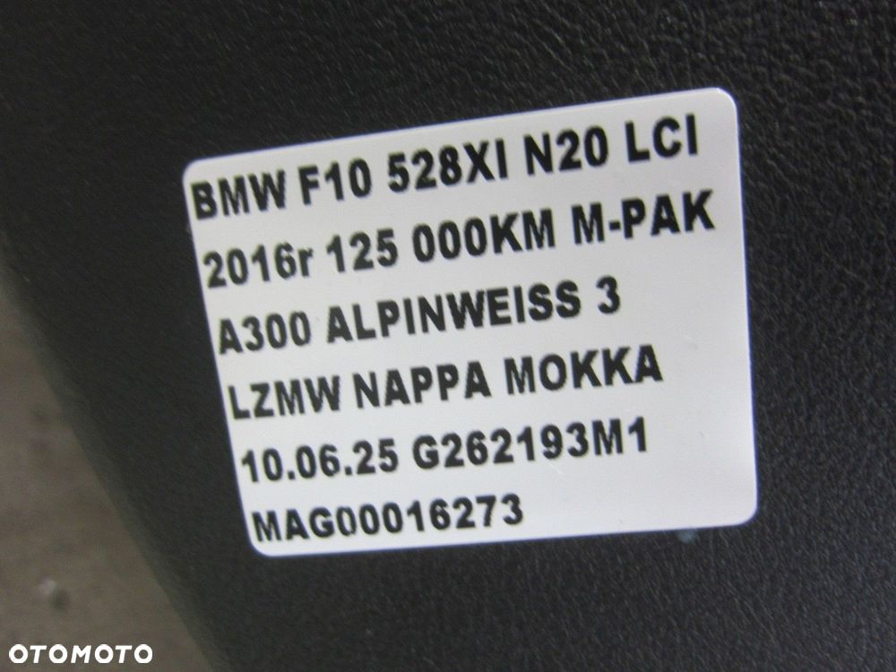 BMW 5 F10 FOTELE FOTEL PRAWY PASAZERA BRĄZOWY BRĄZ MOKKA 52107350221 - 15