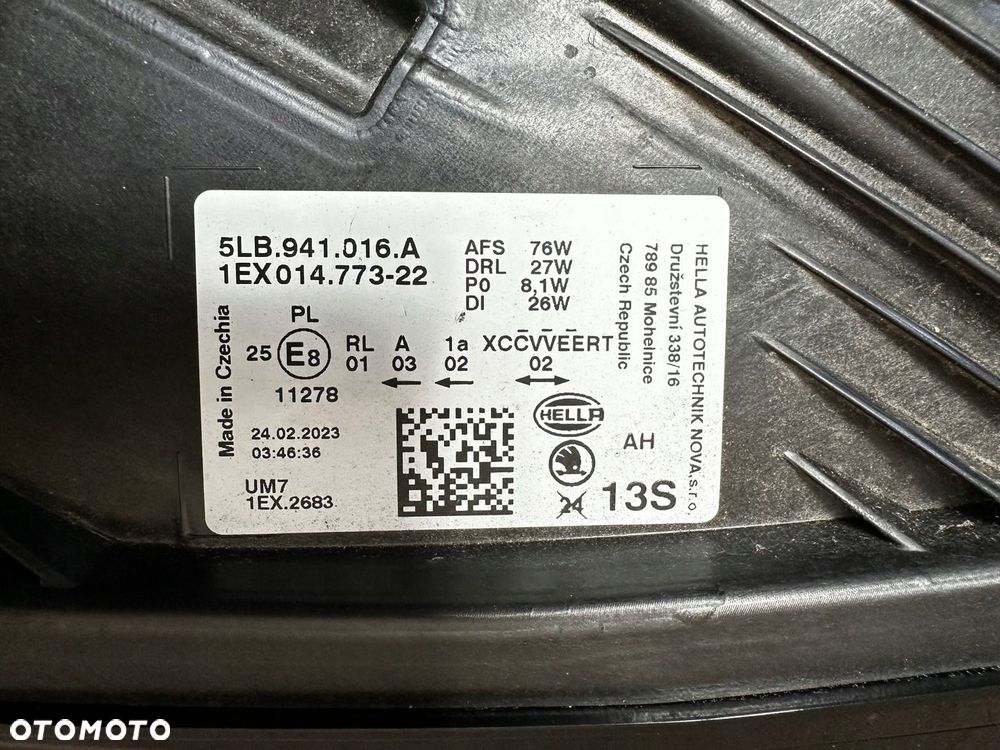 SKODA ENYAQ iV 2020 LAMPA PRAWY PRZÓD PREZDNIA FULL LED 5LB941016A - 11
