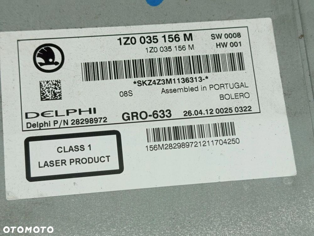 RADIO WYŚWIETLACZ CD SKODA OCTAVIA II YETI 5L RAPID 1Z0035156M - 7