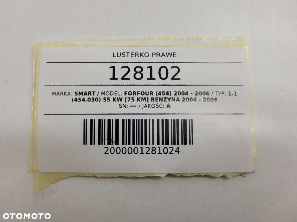 LUSTERKO PRAWE MANUALNE KIERUNEK 2 PIN SMART FORFOUR 454 EUROPA - 11