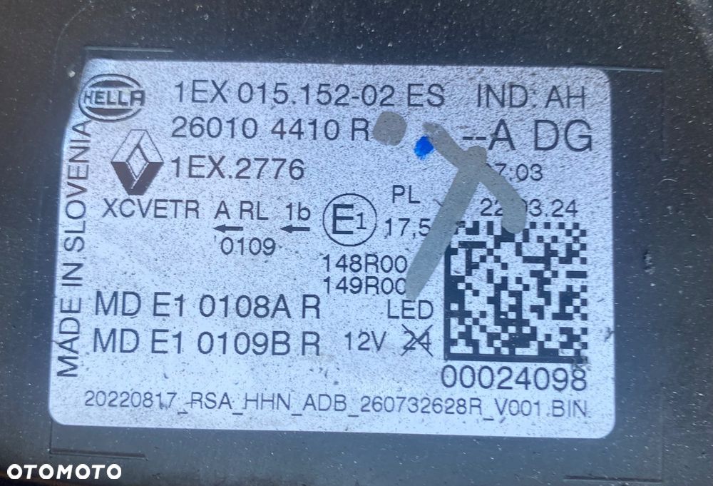 RENAULT AUSTRAL 2024r  Kompletna LAMPA PRZEDNIA PRAWA REFLEKTOR PRAWY PRZÓD FULL LED  LEDOWY  EUROPA FULLLED 260104410R Wwa - 14