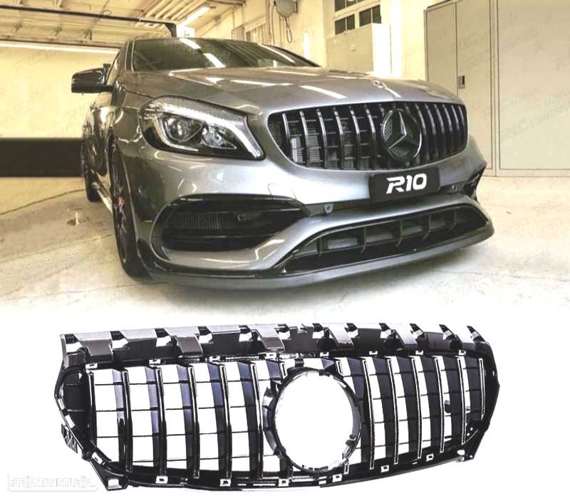 GRELHA FRONTAL MERCEDES CLA W117 13-16 LOOK GTR PRETO BRILHANTE - 1