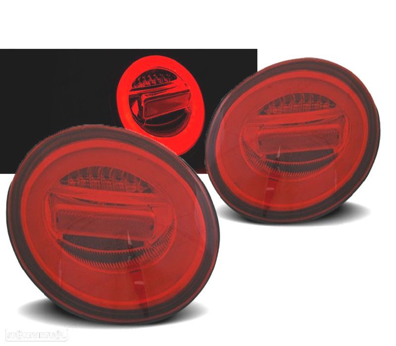CONJUNTO DE FAROLINS VW NEW BEETLE 98 - 05 LED BAR COM INDICADOR DINÂMICO VERMELHO - 1